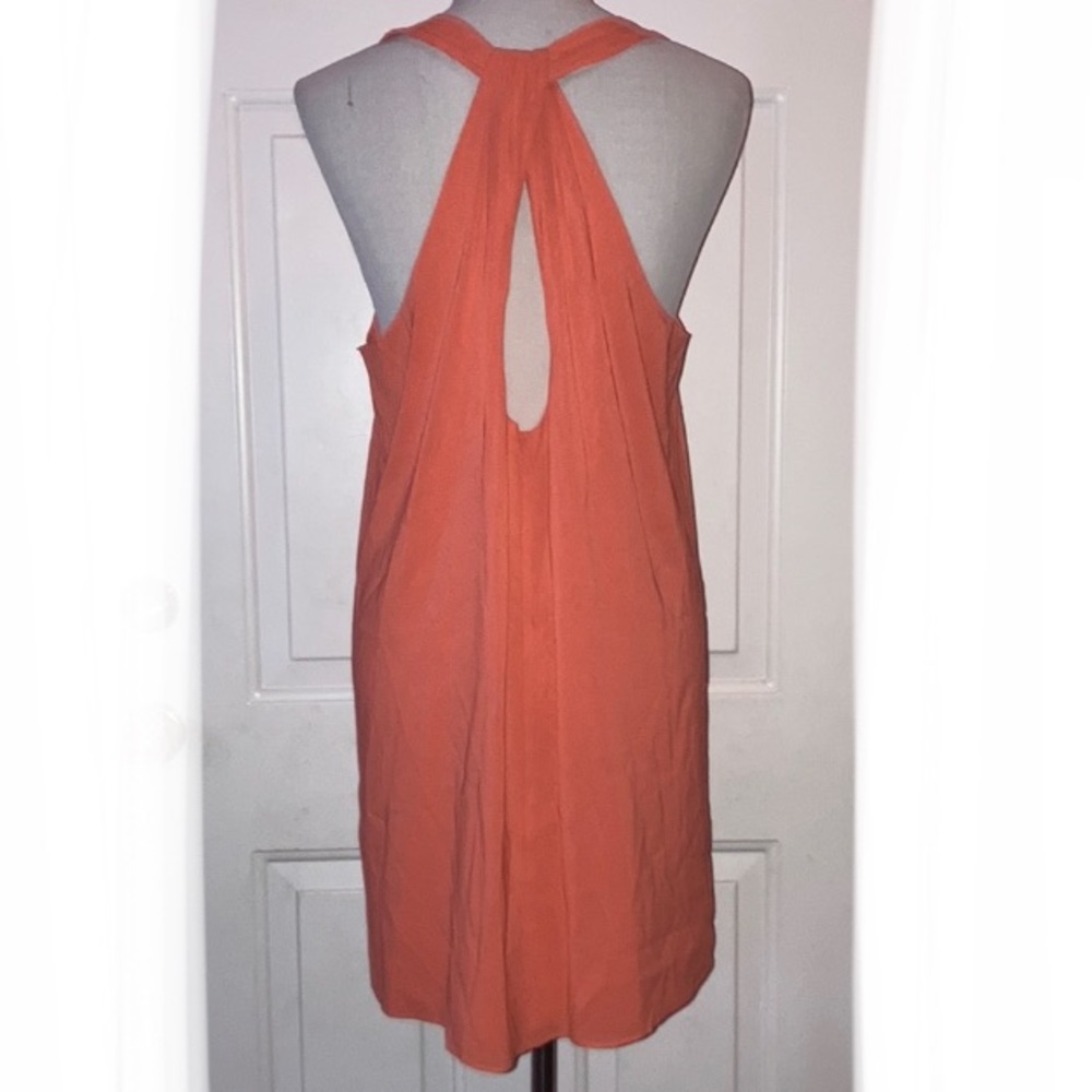 Alice and Olivia 100% Silk Coral Orange double lined dress L